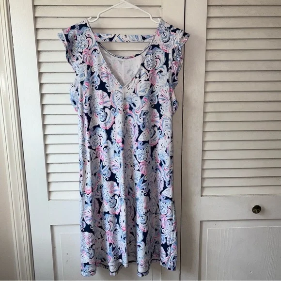 Lilly Pulitzer Dani Ruffle Sleeve Shift Dress Multi Paisley Women’s Large Preppy - Picture 5 of 6